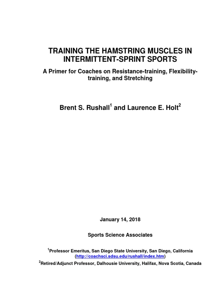 Training The Hamstring Muscles in Intermittent-Sprint Sports | PDF ...