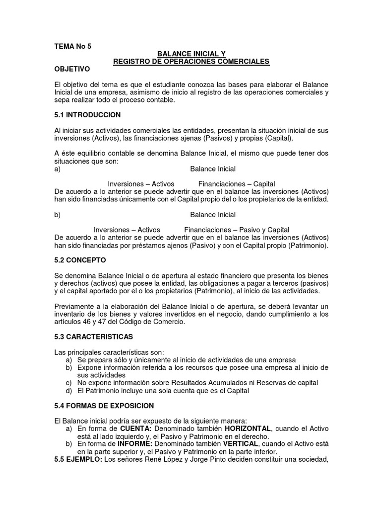 Balance Inicial Contabilidad | PDF | Hoja de balance | Contabilidad