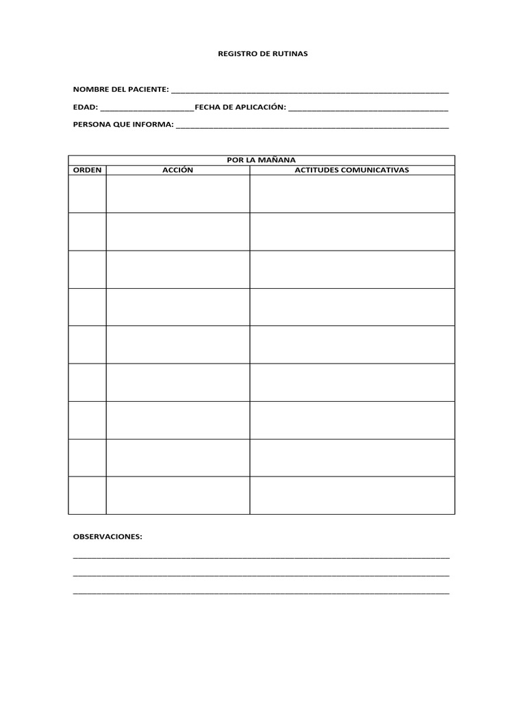 Registro de Rutinas | PDF