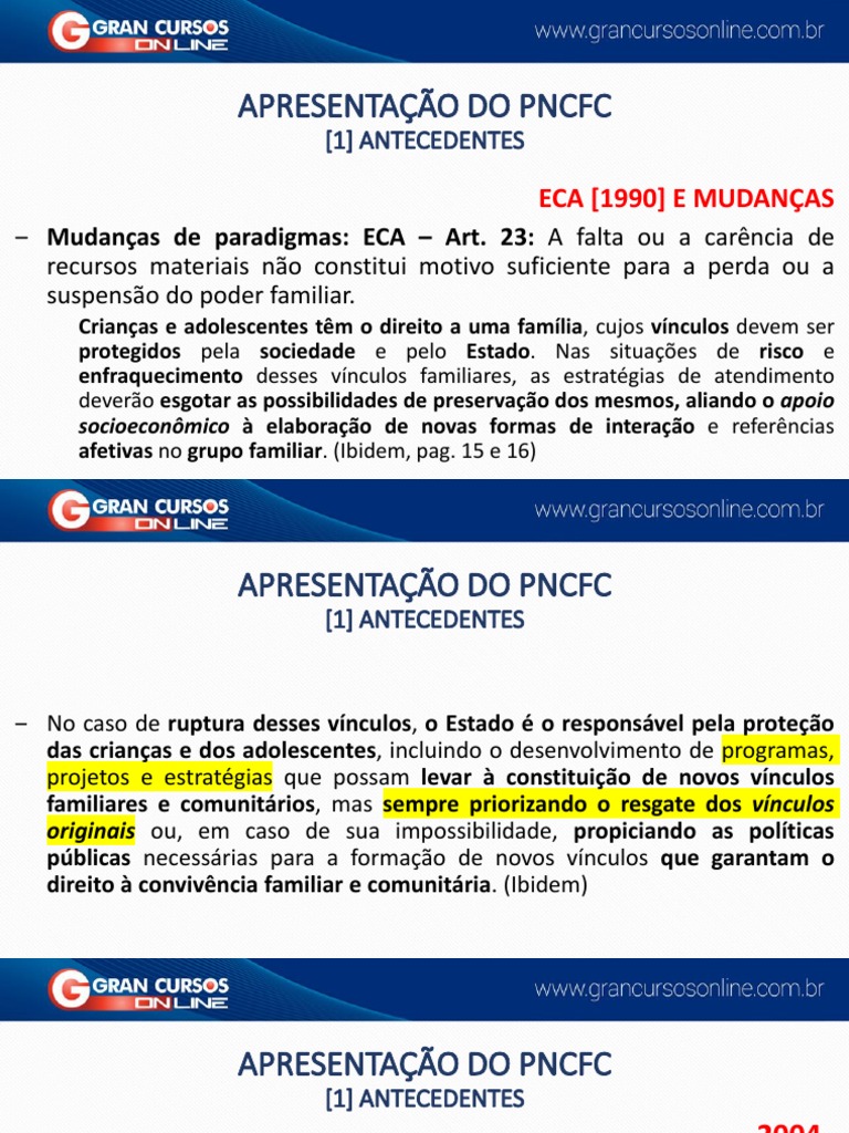 Mudanças no ECA e PNCFC | PDF | Família | Adolescência