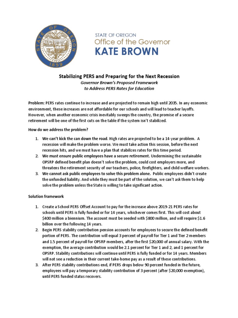 Governor On PERS | PDF | Defined Benefit Pension Plan | Payroll