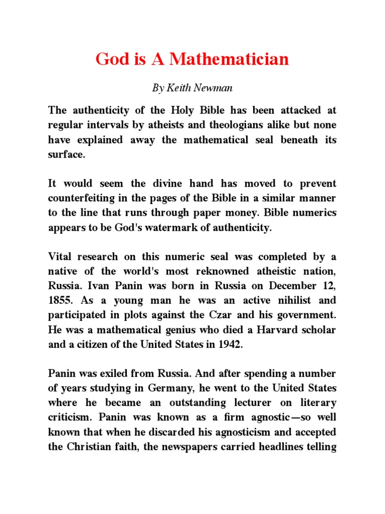 Divine Math: Ivan Panin's Bible Codes | PDF | Bible | Jesus