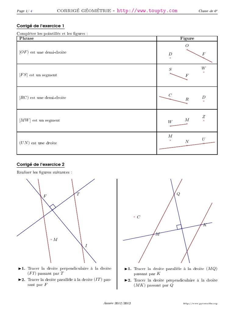 Exercice Symétrie Axiale 6ème Avec Corrigé Pdf Exercice Geometrie 6eme 3 Corrige PDF | PDF | Géométrie euclidienne |  Géométrie