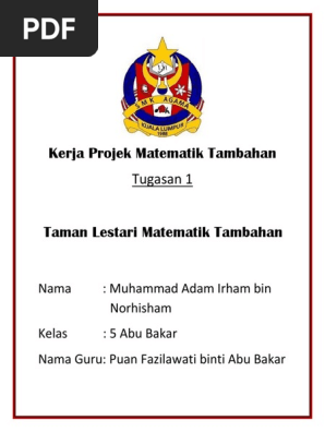 Kerja Projek Matematik Tambahan 3 Pdf