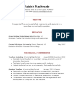 Patrick Mackenzie Resume