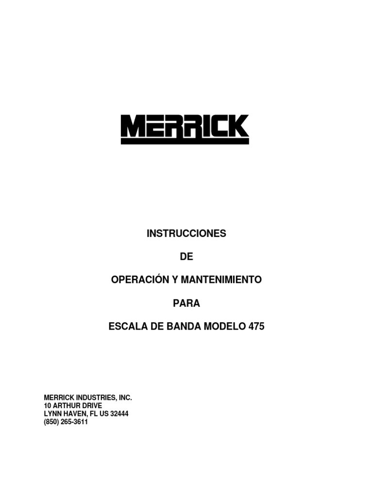 Manual de Operación Modelo 475 Merrick | PDF | Engranaje | Eje
