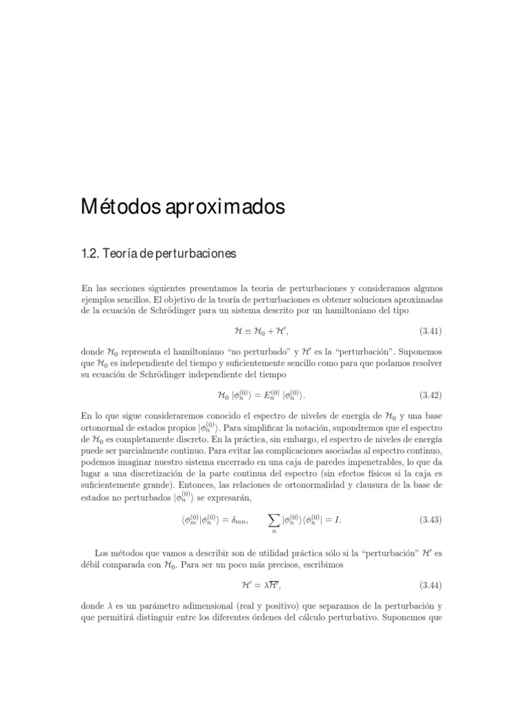 1.2 y 1.3 Teoría de Perturbaciones Independientes Del Tiempo PDF PDF