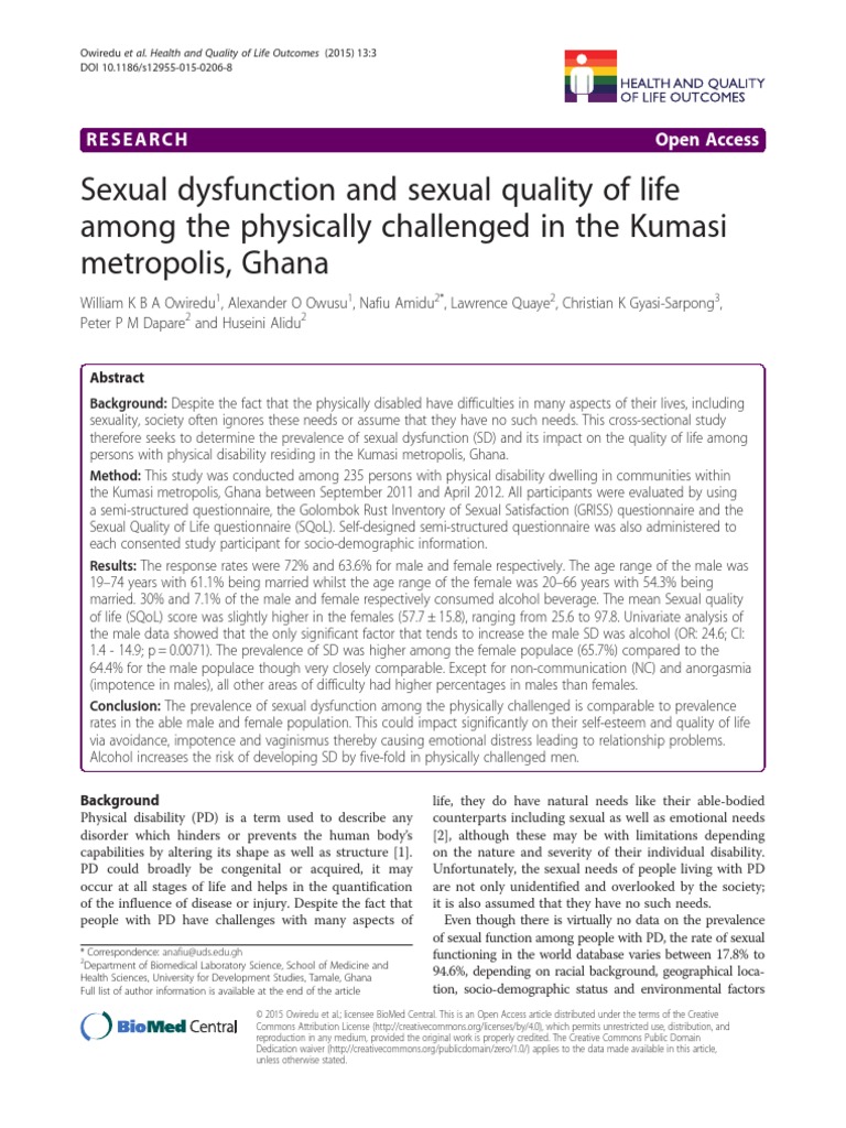 Sexual Quality of Life PDF | PDF | Human Sexual Activity | Standard ...