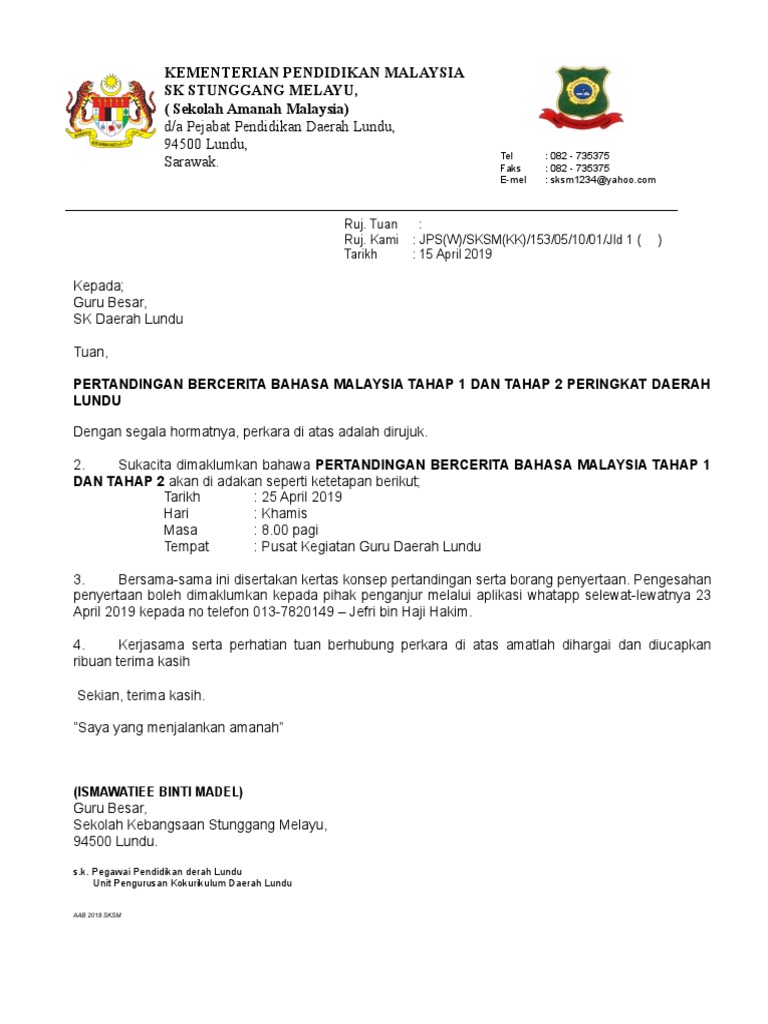 Surat Makluman Pertandingan Bercerita