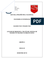 Análisis de Presiones A Través Del Sistema de Oleoducto Transecuatoriano Sote PDF