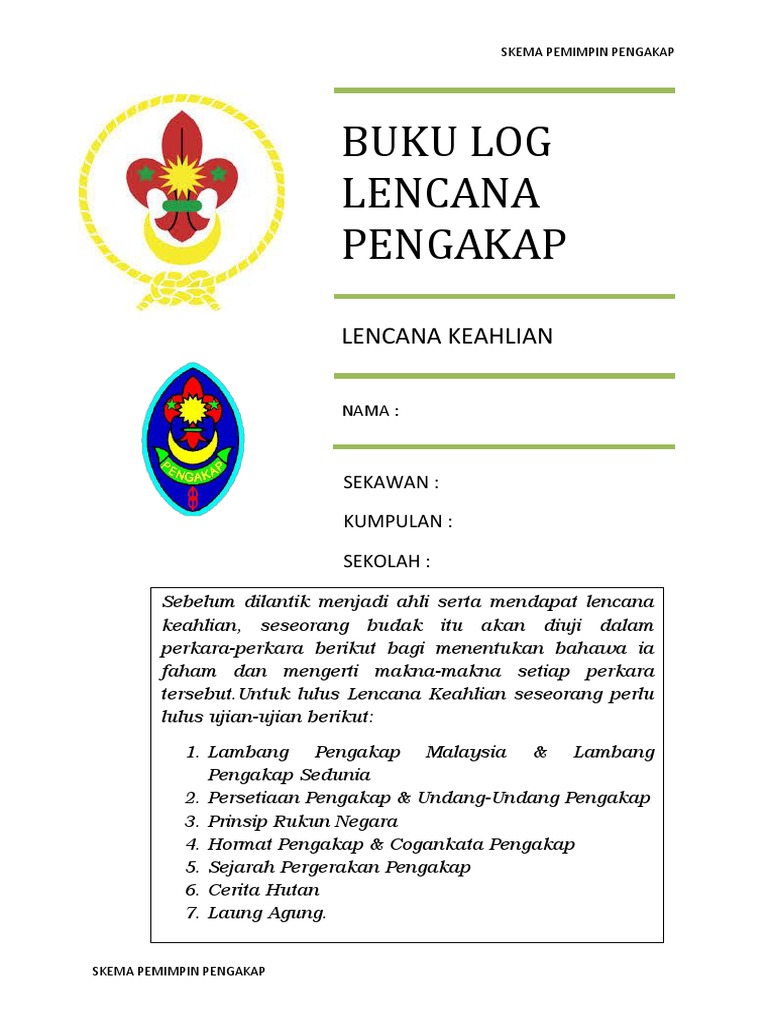Skema Buku Log Lencana Keahlian Pengakap Pdf