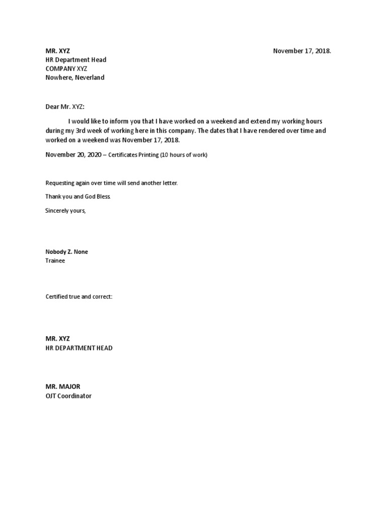 Internship Over Time Form | PDF