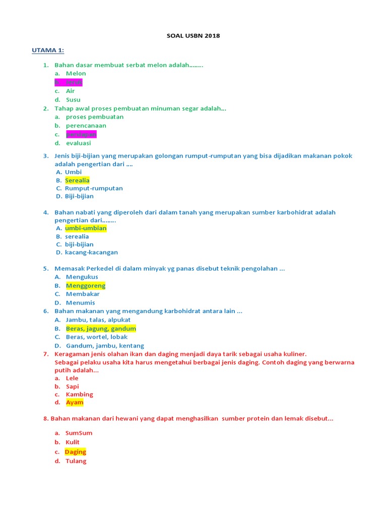 Tryout Soal Paket Utama 1 Kerajinan Pengolahan Pdf