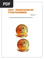 Ge8161 - Problem Solving and Python Programming: Manual