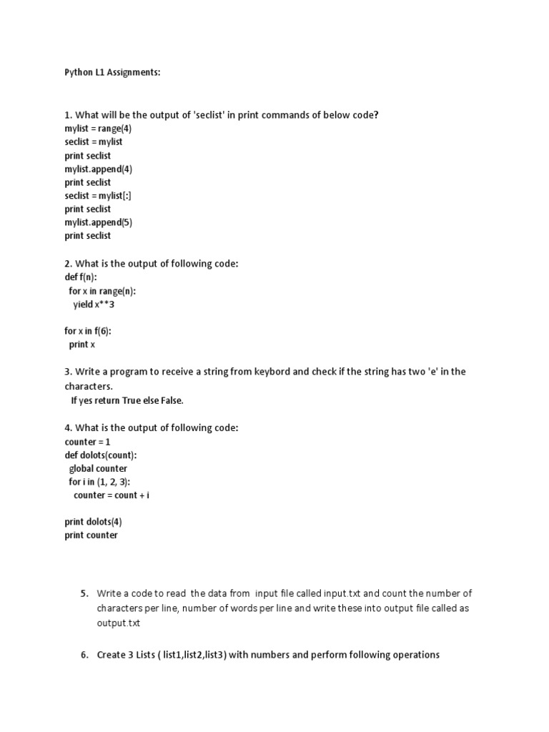 Python Assignments Overview | PDF | String (Computer Science ...