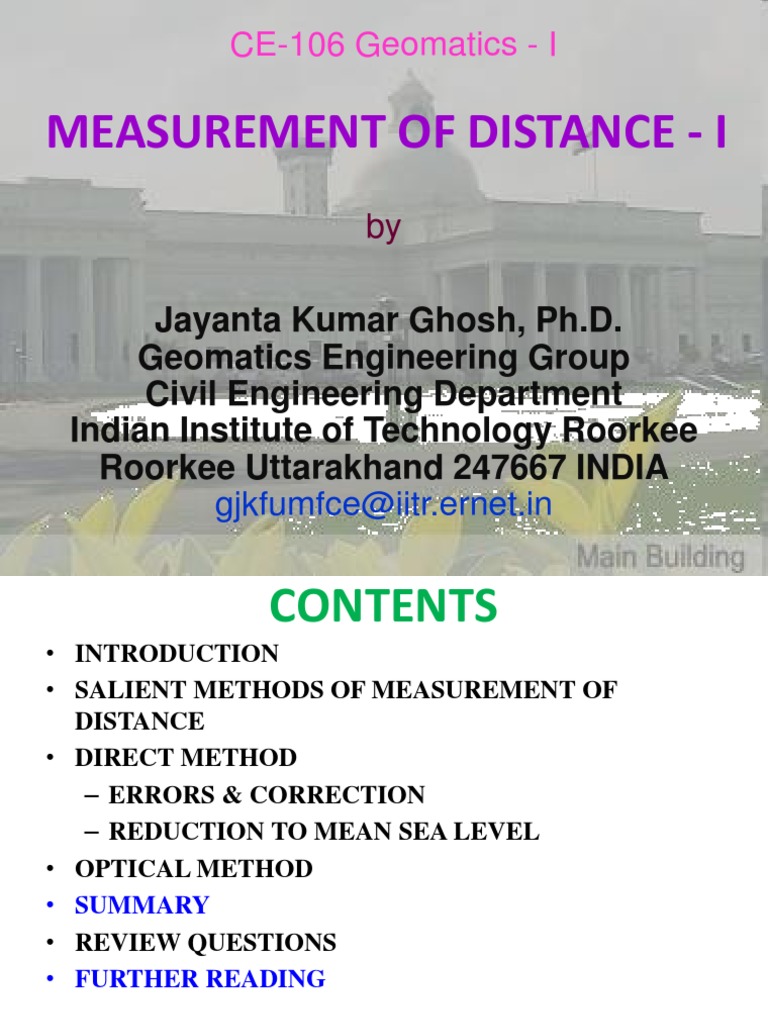 Lesson 12 CE106Measurement of Distance PDF PDF Surveying