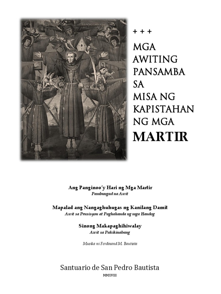 Mga Awiting Pangsamba Sa Kapistahan NG Mga Martir Ferdzmb Mmxviii ...