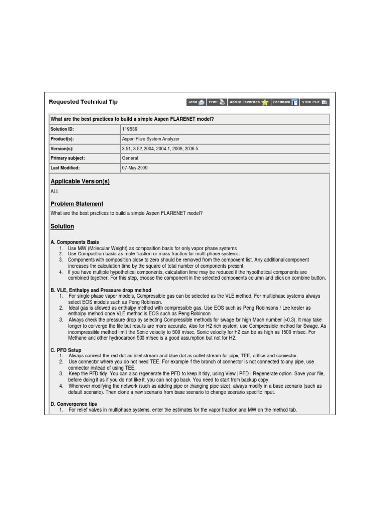 Best Practices for Aspen FLARENET Models | PDF | Gases | Backup