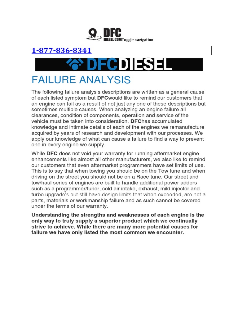 Diesel Failure Analysis PDF Motor Oil Cylinder (Engine)