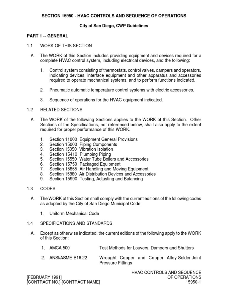 Hvac Controls and Sequence of Operations | PDF | Thermostat | Hvac