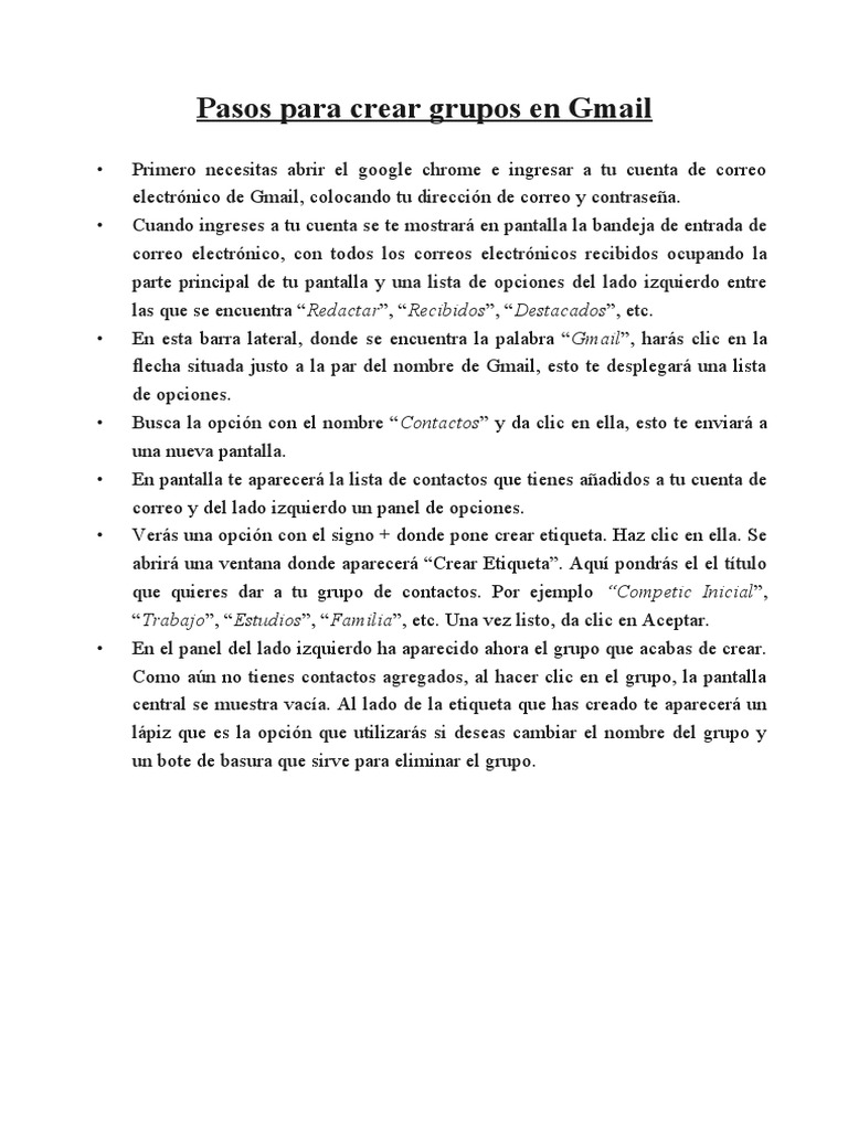 Crear grupos de contactos en Gmail | PDF | Gmail | Point and Click