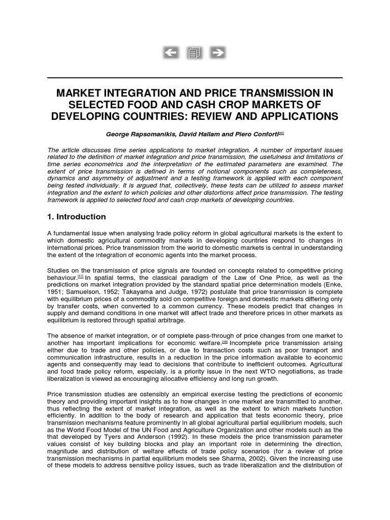 Price Transmission in Developing Markets | PDF | Market (Economics ...