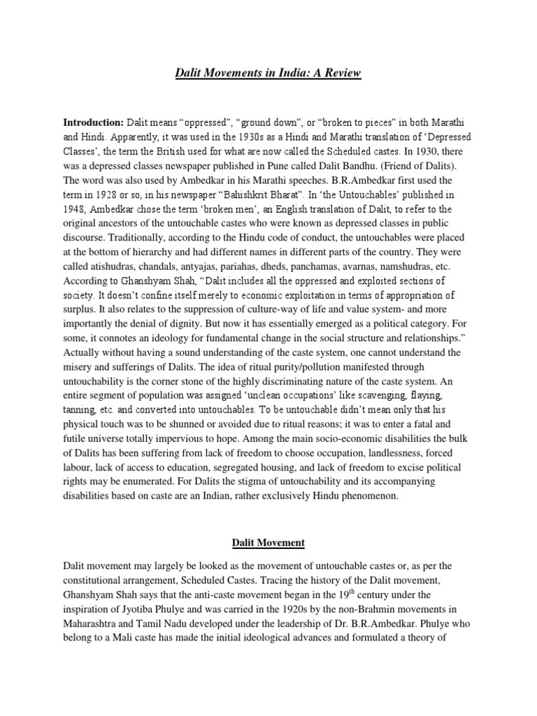 Overview of Dalit Movements in India | PDF | Dalit | Religion And Belief
