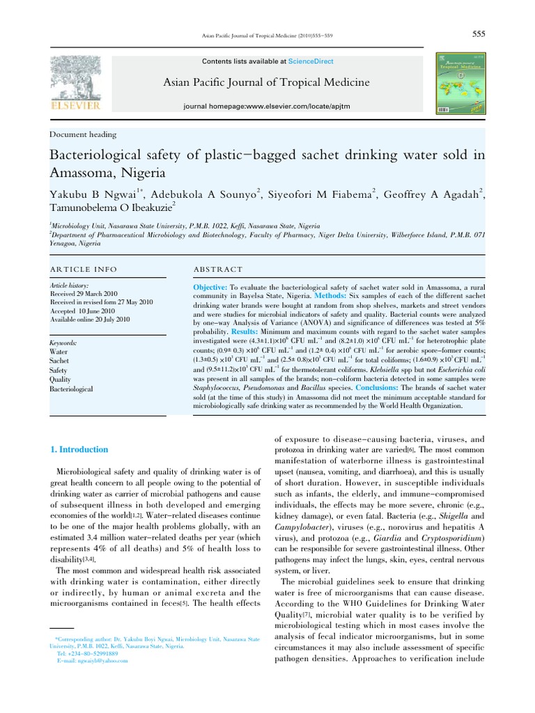 Comparison of Drinking Water Treatment Process Streams For Optimal