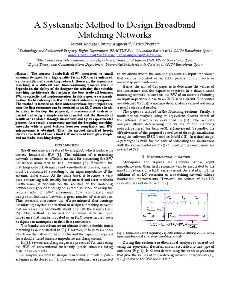 Systematic Design of RF Matching Networks | PDF | Antenna (Radio ...