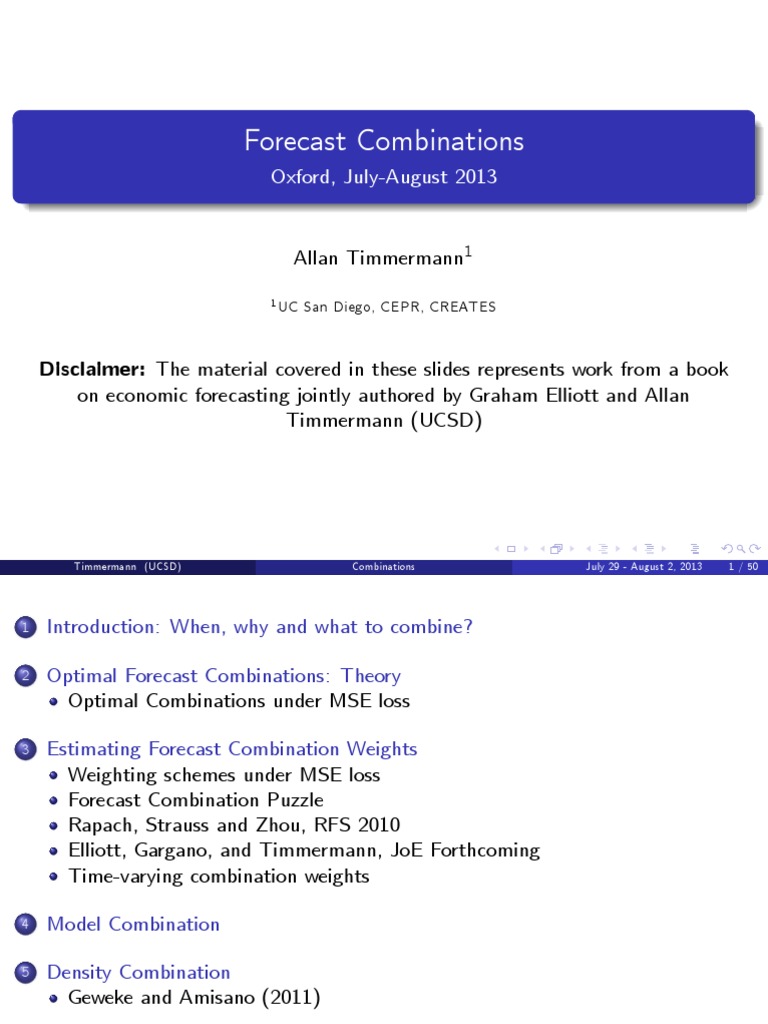 Forecast Combination | PDF | Ordinary Least Squares | Errors And Residuals
