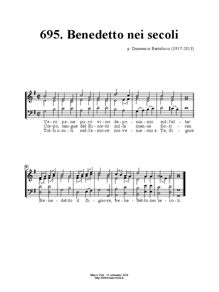 Benedetto Nei Secoli Il Signore Testo Benedetto Nei Secoli PDF | PDF