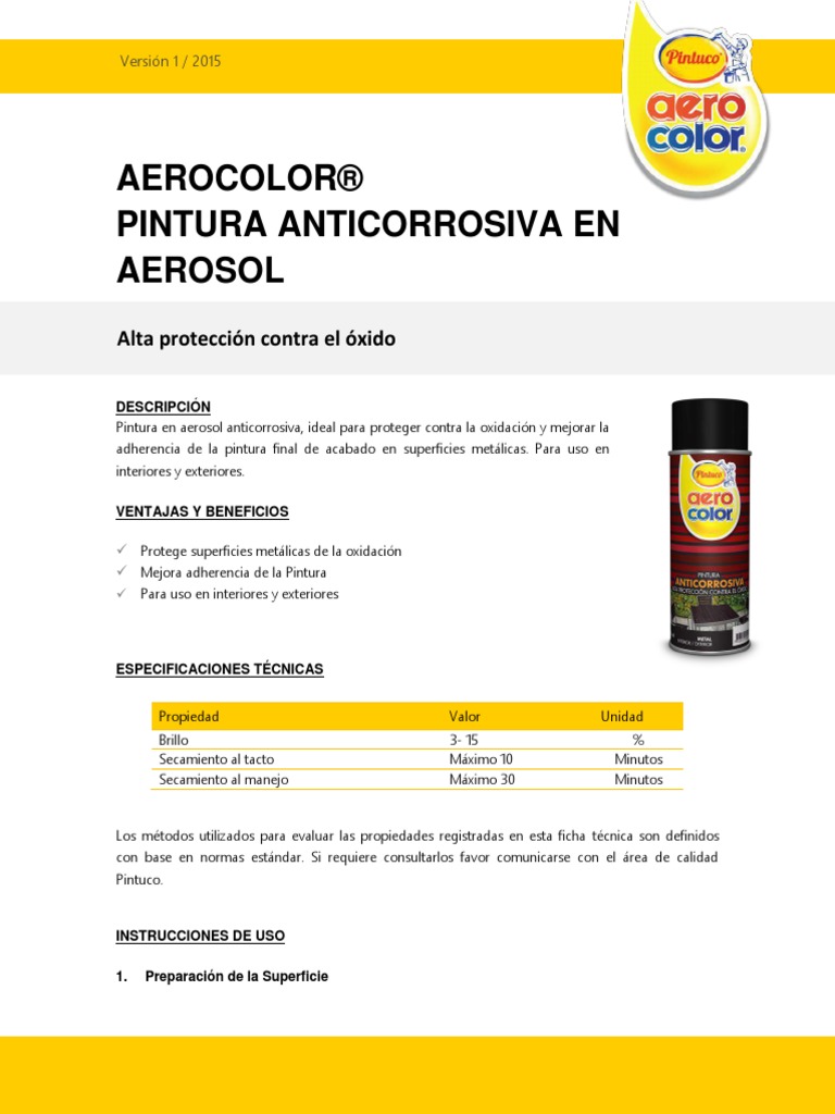 Ficha Tecnica Aerosol Anticorrosivo Pintar Agua