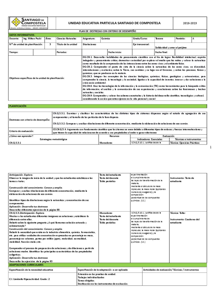 Pud 3 Unidad Quimica Concentracion Science