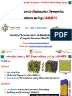 Introduction To Olecular Ynamics Simulations Using: M D Lammps