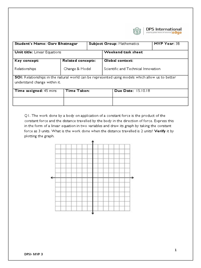 Math Task Sheet 11 - MYP3 - 12.10.18 | PDF | Fahrenheit | Temperature
