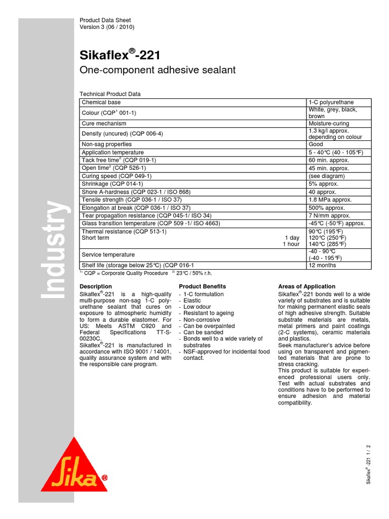 Sikaflex 221 Datenblatt