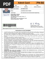 Admit Card: Examination Centre: Centre Code