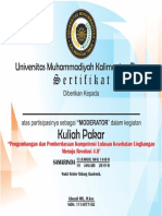 Sertifikat Kuliah Pakar (Moderator)