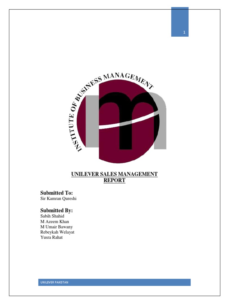 Unilever Sales Management Report PDF Unilever Sustainability