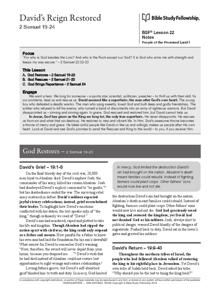 David's Reign Restored: God Restores | PDF | David | Saul