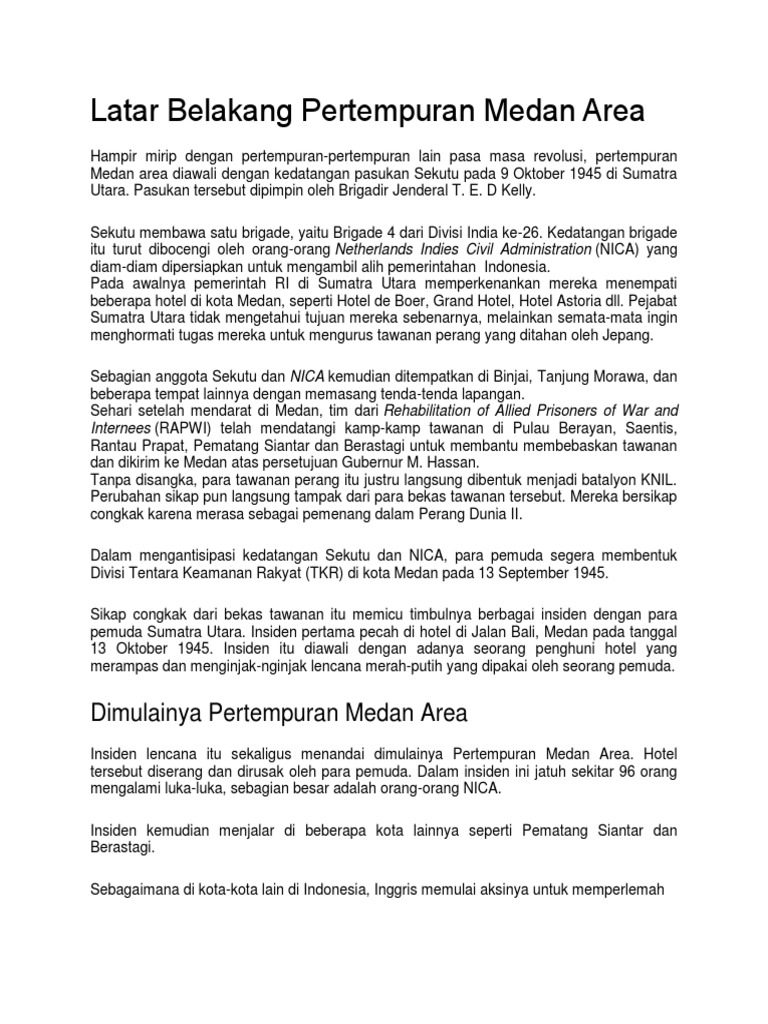 Latar Belakang Pertempuran Medan Area Pdf