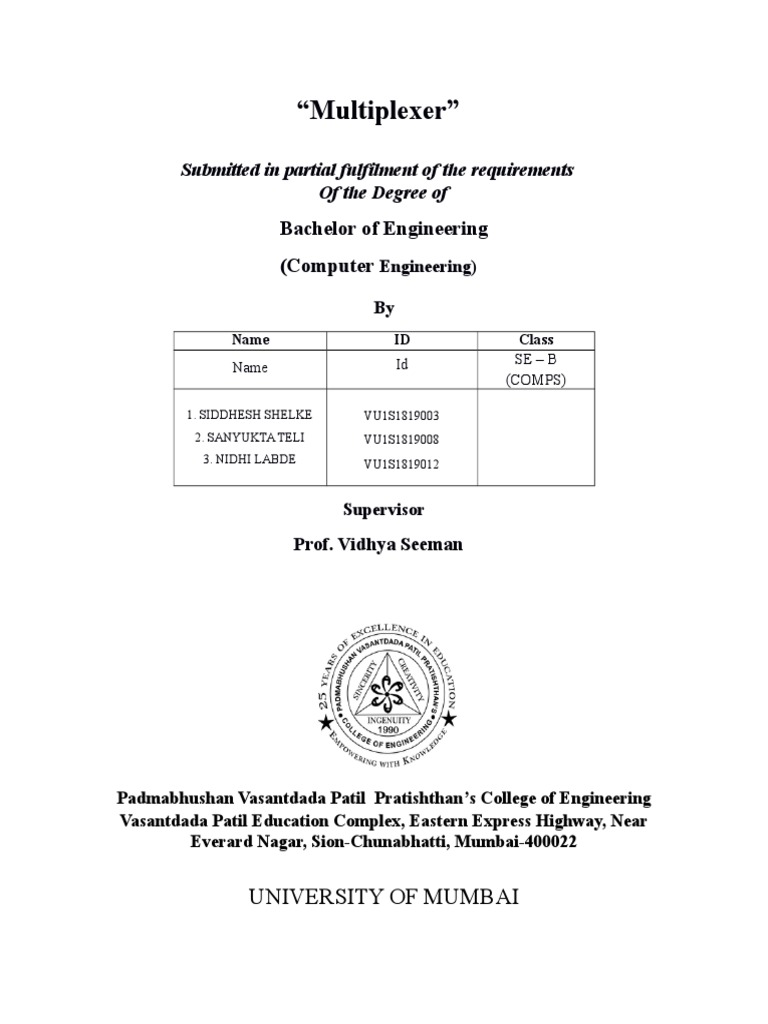 Multiplexer Project for Computer Engineering | PDF