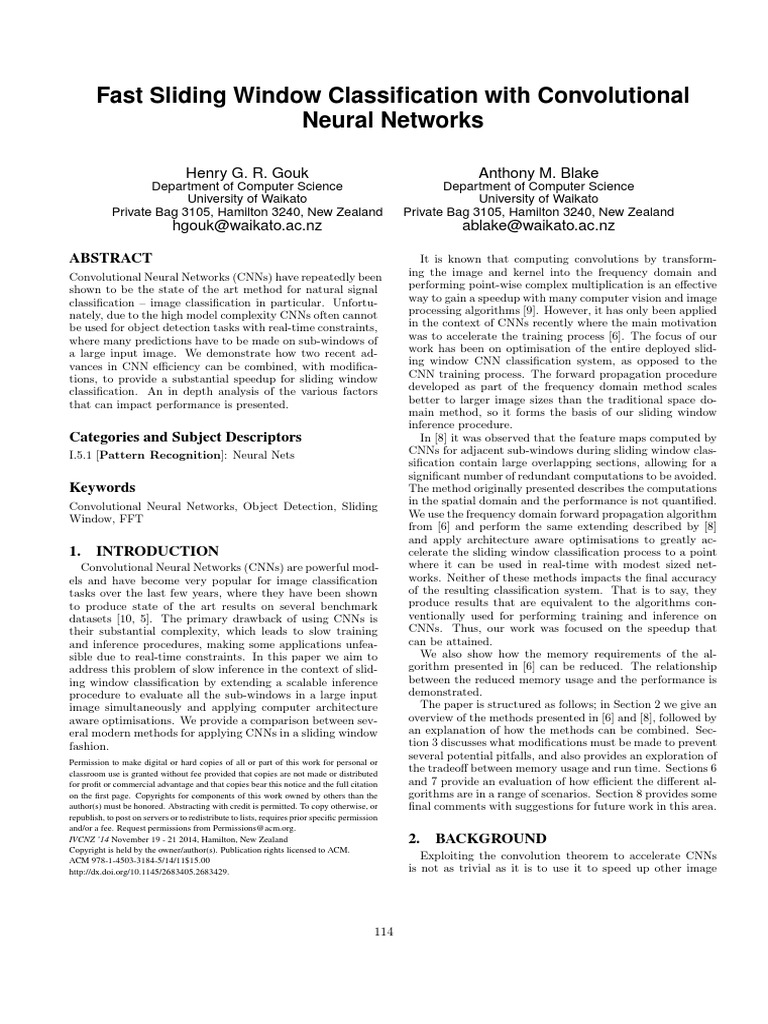Fast Sliding Window Classification With Convolutional Neural Networks