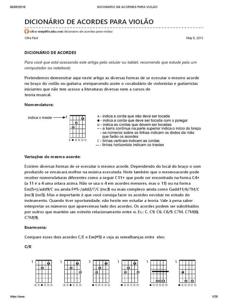 Dicionario De Acordes Download Grátis Pdf Violão Clássico Acorde