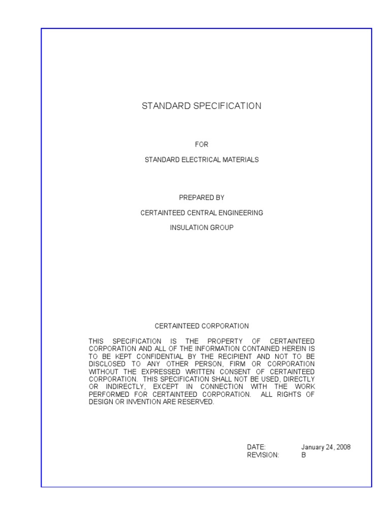 Standard Electrical Materials Specification | PDF | Electrical ...