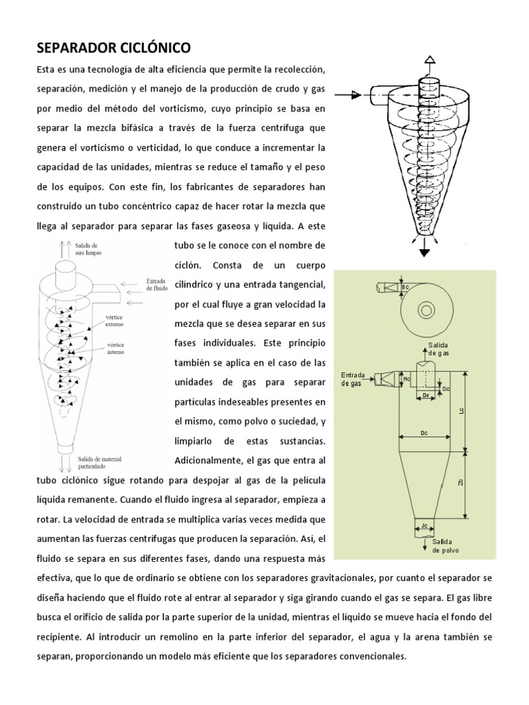 Separador Ciclónico PDF Química Física Aplicada e Interdisciplinaria
