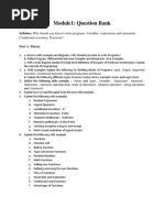 Module1: Question Bank: Syllabus: Why Should You Learn To Write Programs, Variables, Expressions and Statements