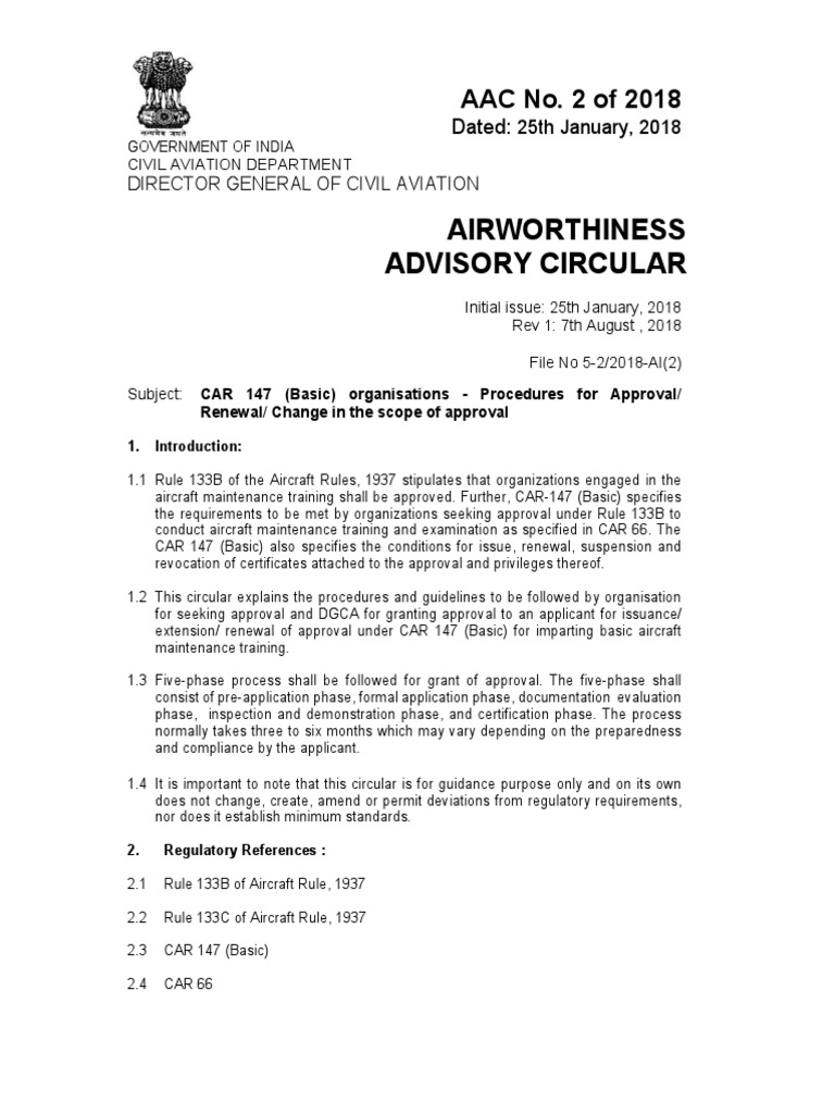 Airworthiness Advisory Circular AAC No. 2 of 2018 PDF Audit Test (Assessment)