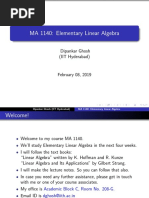 MA 1140: Elementary Linear Algebra: Dipankar Ghosh (IIT Hyderabad)