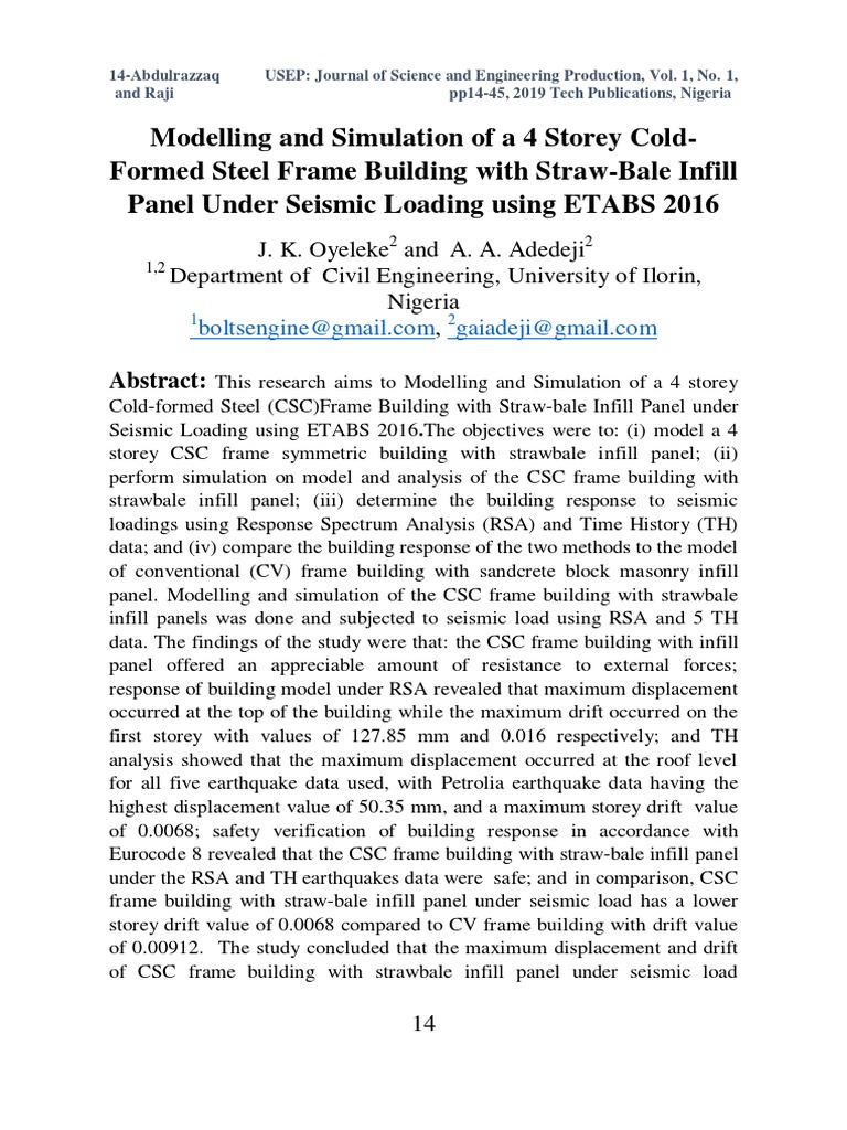 Modelling and Simulation of A 4 Storey ColdFormed Steel Frame Building